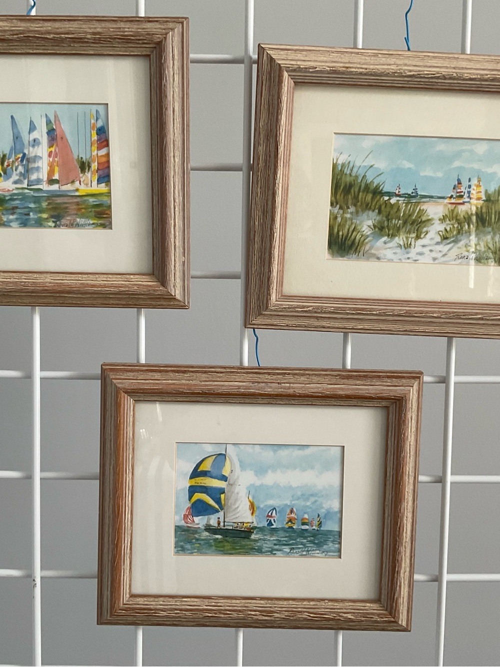 Coastal Sailboat Watercolor Print in Brown Frame Ronald Williams